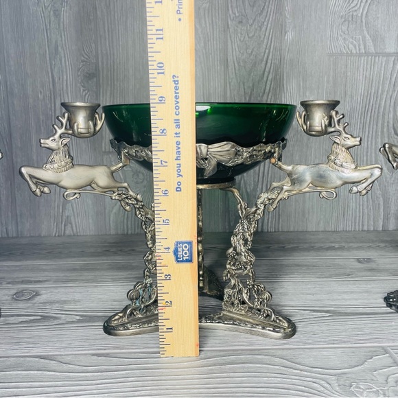 Vintage Godinger Silver Reindeer Christmas Candle Holder Bowl & matching sticks - Picture 5 of 9